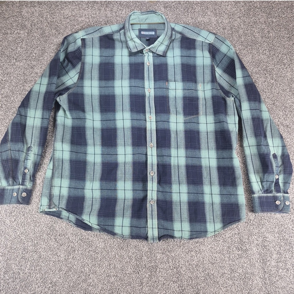 32 Bar Blues Flannel Shirt Mens‎ XL Plaid Cotton Long Sleeve Button